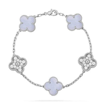 [Super Jewellery] CLOVER 5 MOTIF PURPLE CHALCEDONY BRACELET COLLECTION