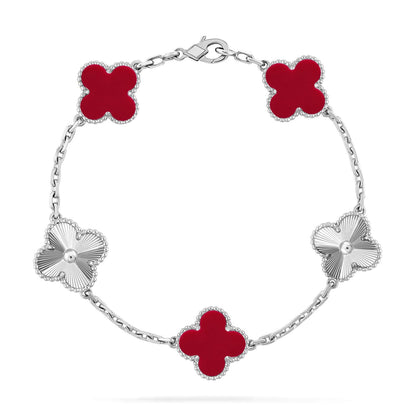 [Super Jewellery] CLOVER 5 MOTIF RED CORNELIAN BRACELET COLLECTION