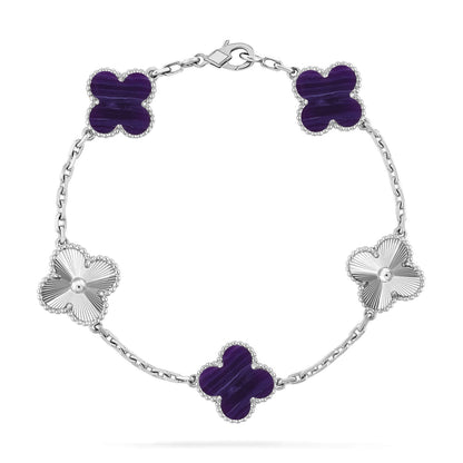 [Super Jewellery]CLOVER 5 MOTIF PURPLE STRIPES BRACELET COLLECTION