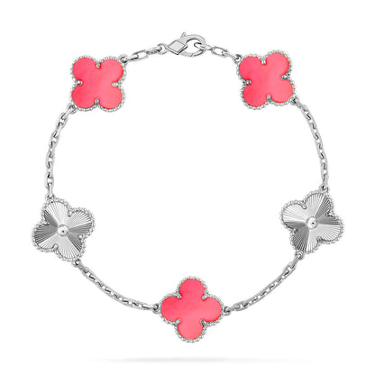 [Super Jewellery] CLOVER 5 MOTIFS  PINK MOP BRACELET COLLECTION
