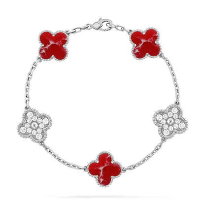 [Super Jewellery]CLOVER 5 MOTIF RED PATTERN BRACELET COLLECTION