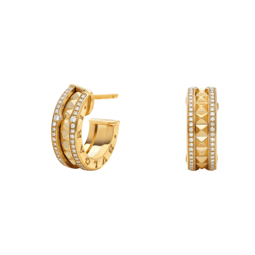 [Super]ZERO 1 ROCK GOLD EARRINGS WITH STUDDED SPIRAL AND PAVED DIAMONDS