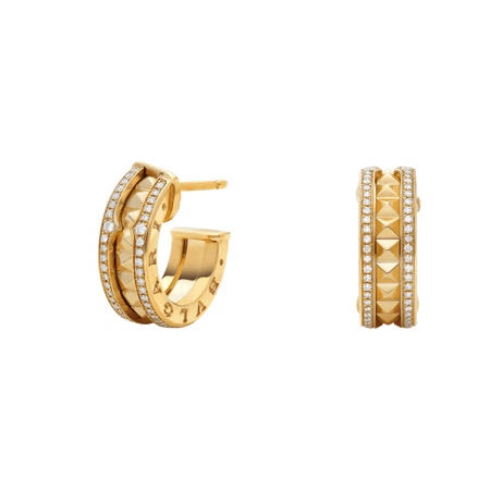 [Super]ZERO 1 ROCK GOLD EARRINGS WITH STUDDED SPIRAL AND PAVED DIAMONDS