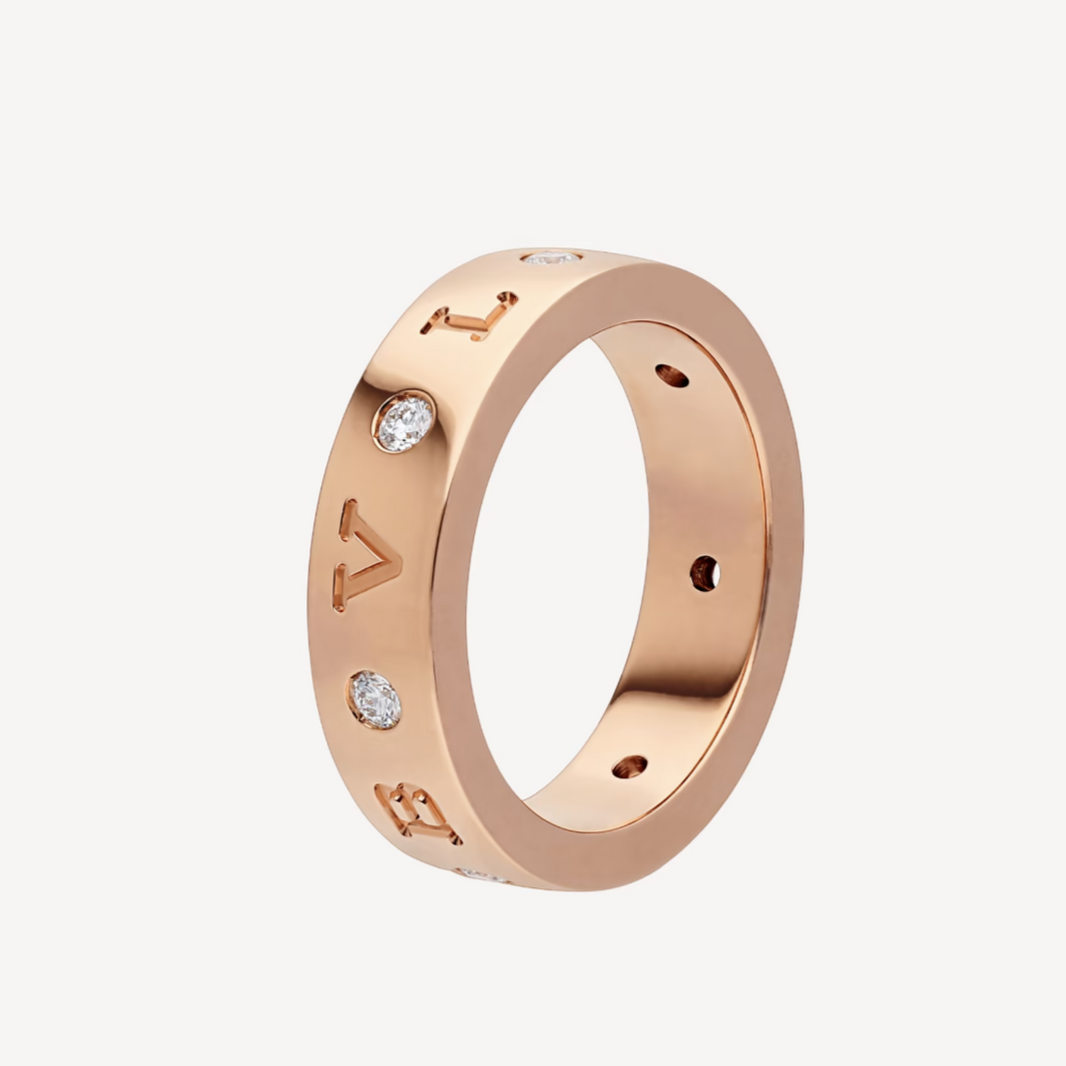 [Super]ZERO 1 ESSENTIAL PINK GOLD BAND WITH DIAMONDS RING