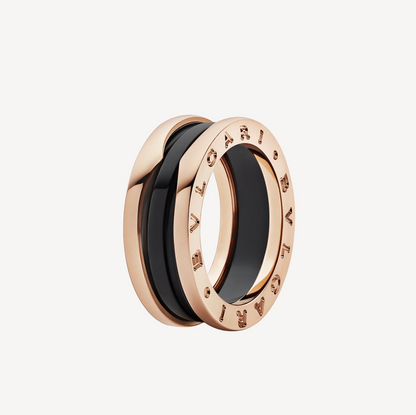 [Super]ZERO 1 TWO-BAND LOOPS AND BLACK CERAMIC PINK GOLD RING