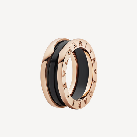 [Super]ZERO 1 TWO-BAND LOOPS AND BLACK CERAMIC PINK GOLD RING