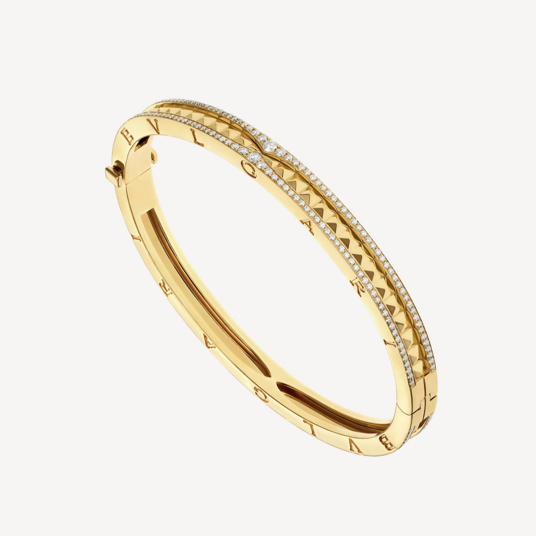 [Super]ZERO 1 SPIRAL AND PAVED DIAMOND GOLD BRACELET