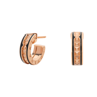 [Super]ZERO 1 ROCK PINK GOLD EARRINGS WITH STUDDED SPIRAL AND BLACK CERAMIC