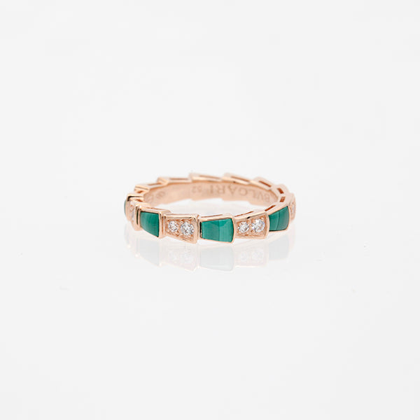 [Super]SERPENTI RING PINK GOLD MALACHITE DIAMOND 3MM