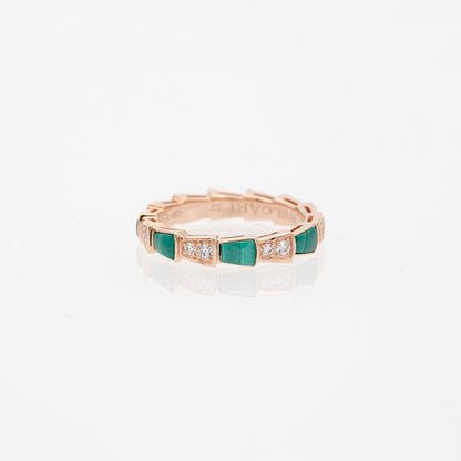 [Super]SERPENTI RING PINK GOLD MALACHITE DIAMOND 3MM