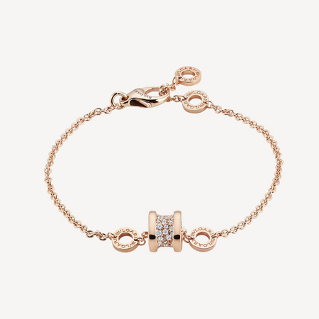 [Super]ZERO 1 SOFT PINK GOLD WITH PAVED DIAMONDS ON THE SPIRAL BRACELET