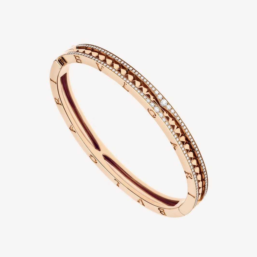 [Super]ZERO 1 SPIRAL AND PAVED DIAMOND PINK GOLD BRACELET