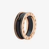 [Super]ZERO 1 TWO-BAND WITH MATTE BLACK CERAMIC PINK GOLD RING
