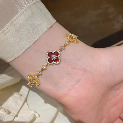 [Super Jewellery]CLOVER 5 MOTIF PINK BLUE RED WHITE BRACELET
