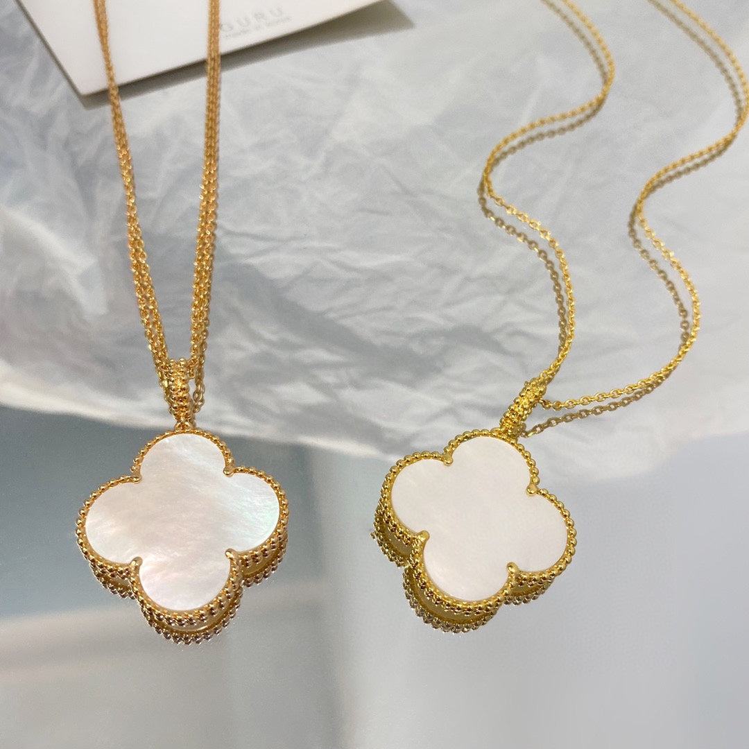 [Super CiCi ]CLOVER 25MM PERLMUTT GROSSE ANHÄNGERKETTE