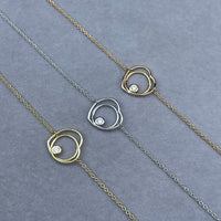 [Super Jewellery]HOLLOW HEART SINGLE DIAMOND BRACELET