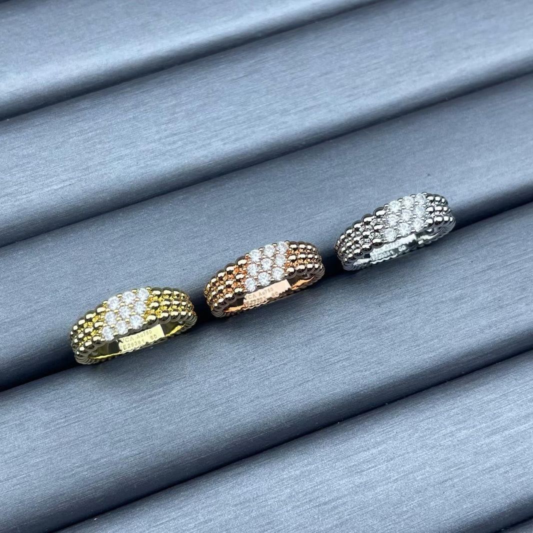 [Super Jewellery]NARROW BEADED RING WITH DIAMONDS