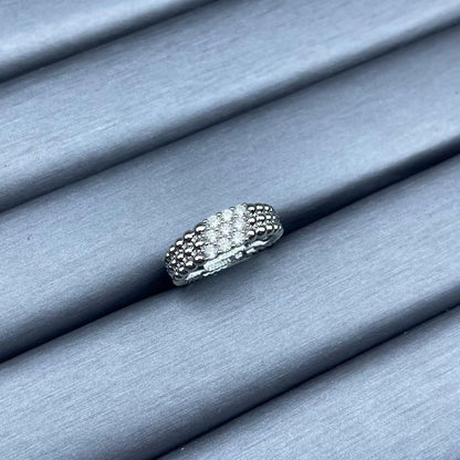 [Super Jewellery]NARROW BEADED RING WITH DIAMONDS
