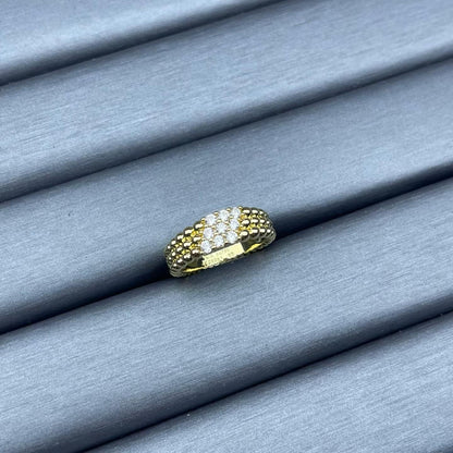 [Super Jewellery]NARROW BEADED RING WITH DIAMONDS