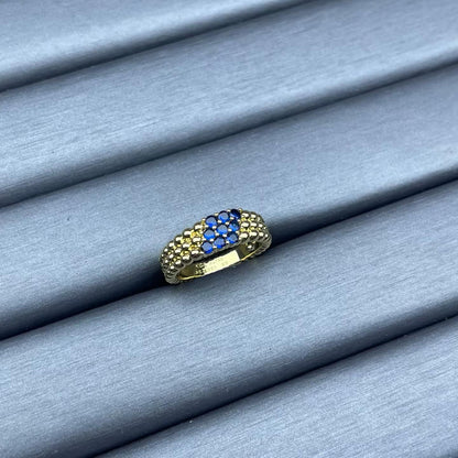 [Super Jewellery]NARROW BEADED RING WITH DIAMONDS