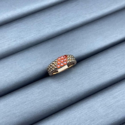 [Super Jewellery]NARROW BEADED RING WITH DIAMONDS