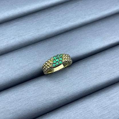 [Super Jewellery]NARROW BEADED RING WITH DIAMONDS
