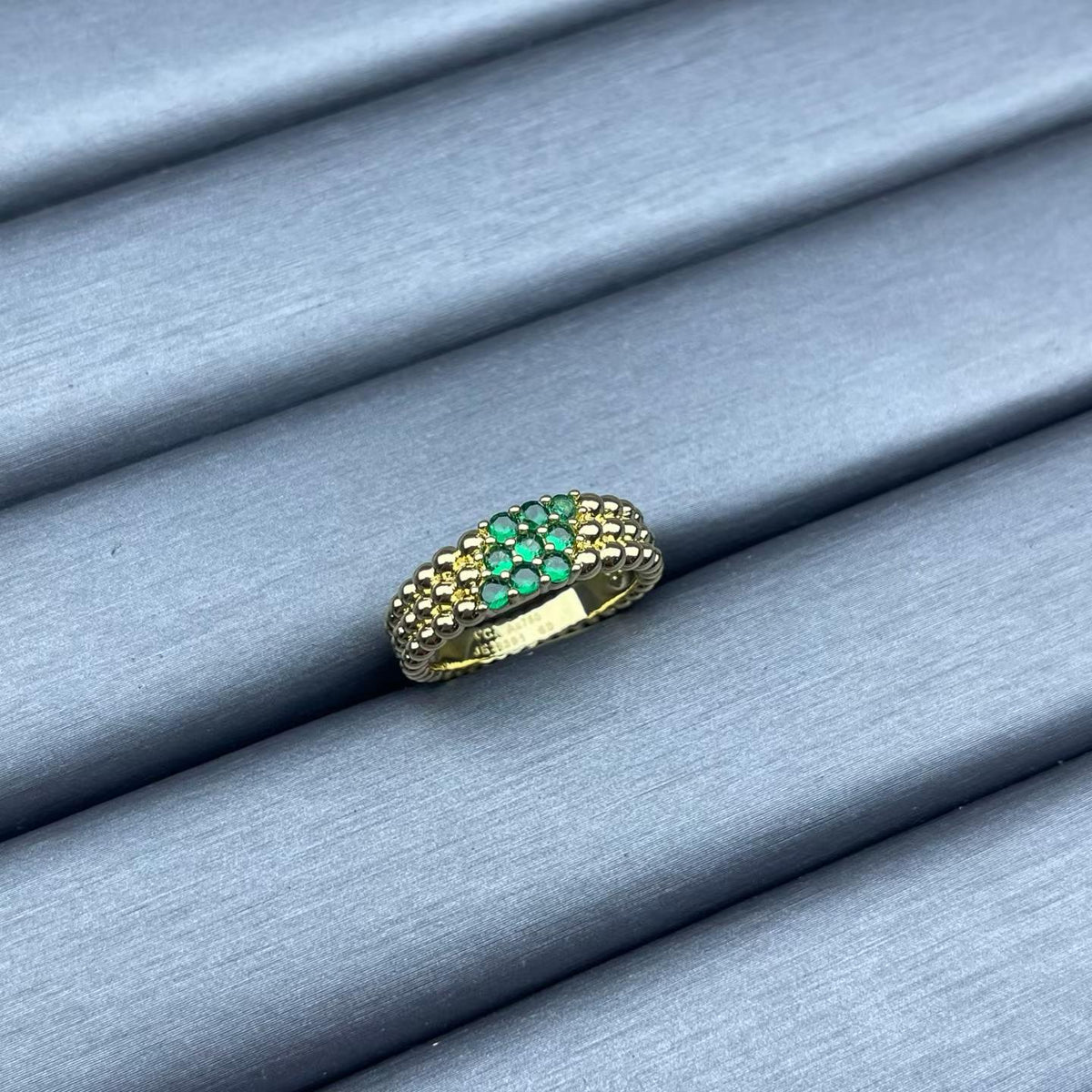 [Super CiCi]SCHMALER RING MIT PERLENBESATZ UND DIAMANTEN