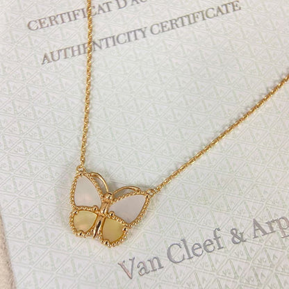 [Super Jewellery]NEW ROSE GOLD WHITE MOTHER OF PEARL BUTTERFLY NECKLACE