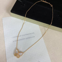 [Super Jewellery]NEW ROSE GOLD WHITE MOTHER OF PEARL BUTTERFLY NECKLACE