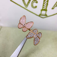 [Super Jewellery]TWIN BUTTERFLY NEW DIAMOND & PINK BUTTERFLY RING