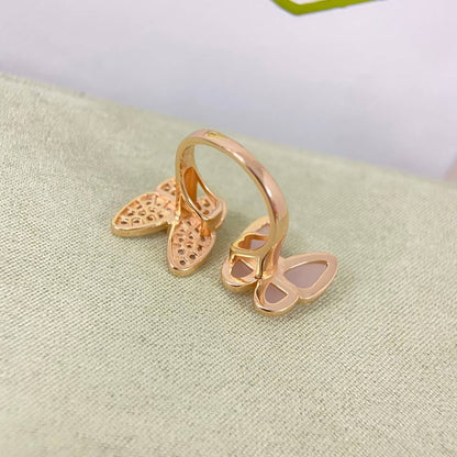 [Super Jewellery]TWIN BUTTERFLY NEW DIAMOND & PINK BUTTERFLY RING