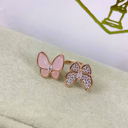 [Super Jewellery]TWIN BUTTERFLY NEW DIAMOND & PINK BUTTERFLY RING