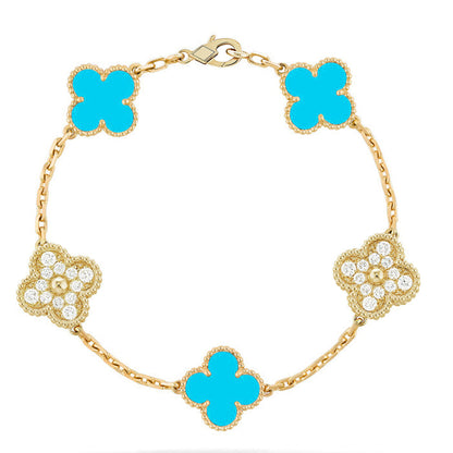 [Super Jewellery] CLOVER 5 MOTIF TURQUOISE BRACELET COLLECTION