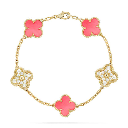 [Super Jewellery] CLOVER 5 MOTIFS  PINK MOP BRACELET COLLECTION
