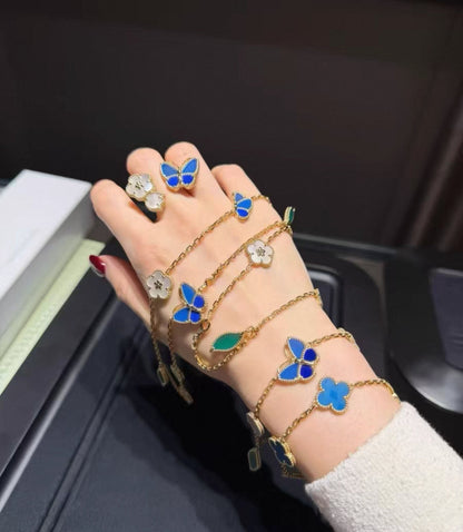 [Super Jewellery ]LUCKY SPRING GOLD BLUESTONE WHITE MOTHER-OF-PEARL BRACELET