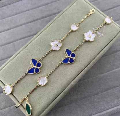 [Super Jewellery ]LUCKY SPRING GOLD BLUESTONE WHITE MOTHER-OF-PEARL BRACELET
