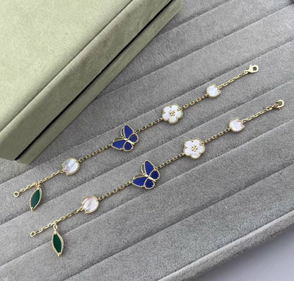 [Super Jewellery ]LUCKY SPRING GOLD BLUESTONE WHITE MOTHER-OF-PEARL BRACELET
