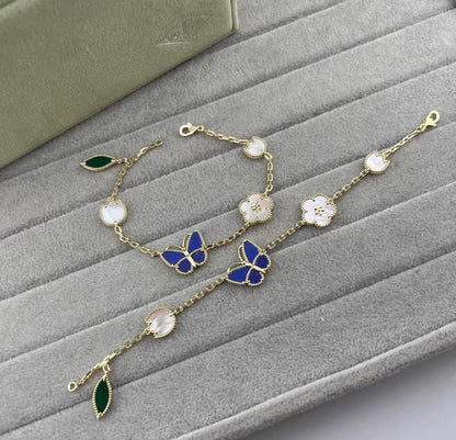 [Super Jewellery ]LUCKY SPRING GOLD BLUESTONE WHITE MOTHER-OF-PEARL BRACELET