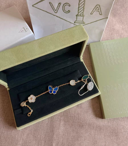 [Super Jewellery ]LUCKY SPRING GOLD BLUESTONE WHITE MOTHER-OF-PEARL BRACELET