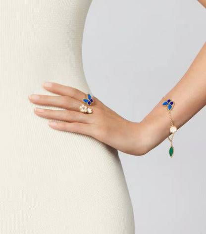 [Super Jewellery ]LUCKY SPRING GOLD BLUESTONE WHITE MOTHER-OF-PEARL BRACELET