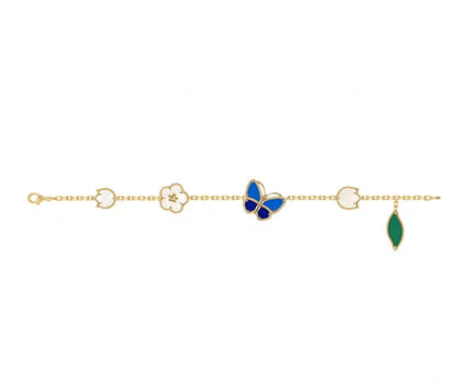 [Super Jewellery ]LUCKY SPRING GOLD BLUESTONE WHITE MOTHER-OF-PEARL BRACELET