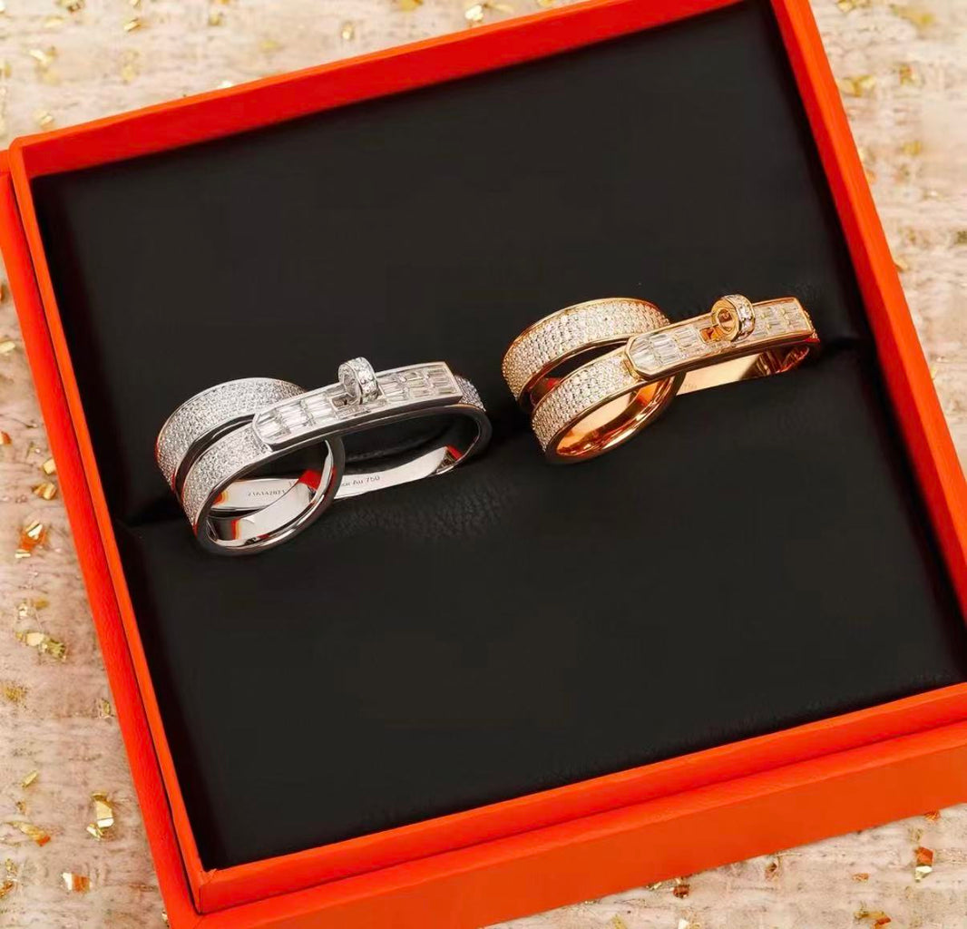 [Super Jewellery]NEW STYLE FULL CIRCLE DOUBLE DIAMOND RING