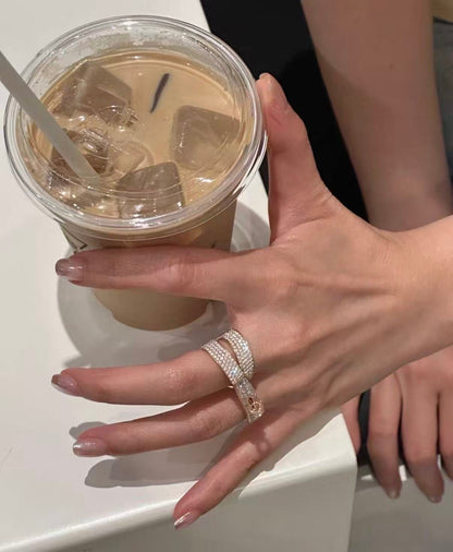 [Super Jewellery]NEW STYLE FULL CIRCLE DOUBLE DIAMOND RING