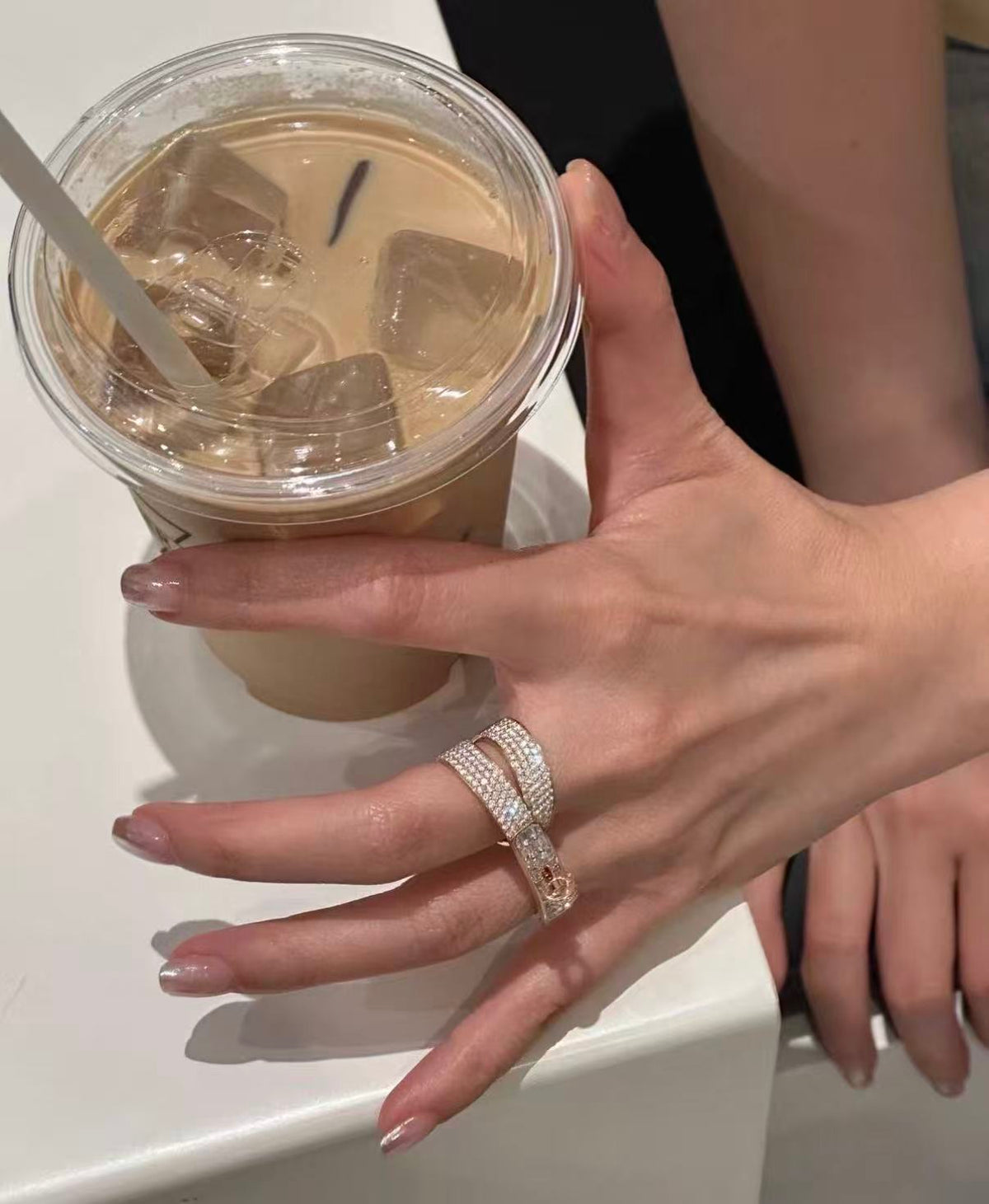 [Super CiCi] NEUER STIL VOLLKREIS DOPPEL-DIAMANT-RING