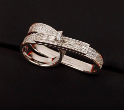 [Super Jewellery]NEW STYLE FULL CIRCLE DOUBLE DIAMOND RING