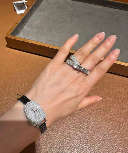 [Super Jewellery]NEW STYLE FULL CIRCLE DOUBLE DIAMOND RING