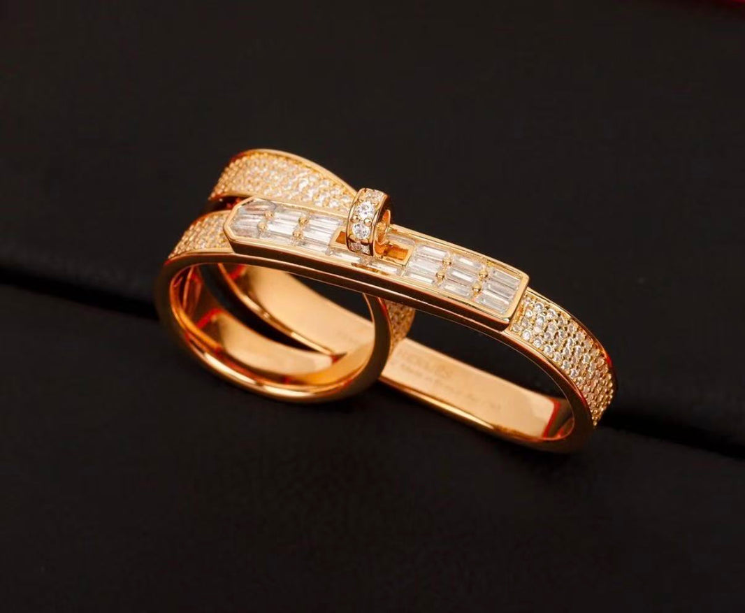 [Super Jewellery]NEW STYLE FULL CIRCLE DOUBLE DIAMOND RING