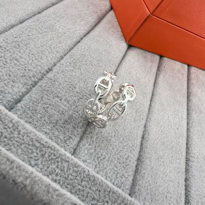 [Super Jewellery]GLOSSY FINISH SQUARE COMBINATION DOUBLE-LAYER PIG NOSE RING
