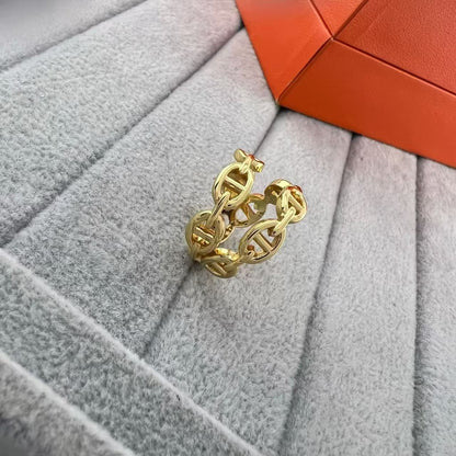 [Super Jewellery]GLOSSY FINISH SQUARE COMBINATION DOUBLE-LAYER PIG NOSE RING