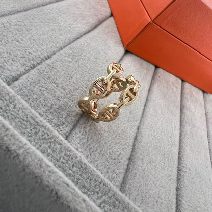 [Super Jewellery]GLOSSY FINISH SQUARE COMBINATION DOUBLE-LAYER PIG NOSE RING